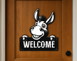 Peeking Donkey Welcome Sign