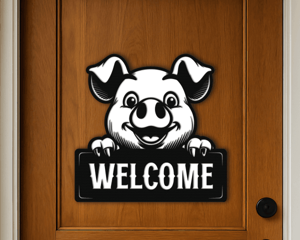 Peeking Pig Welcome Sign