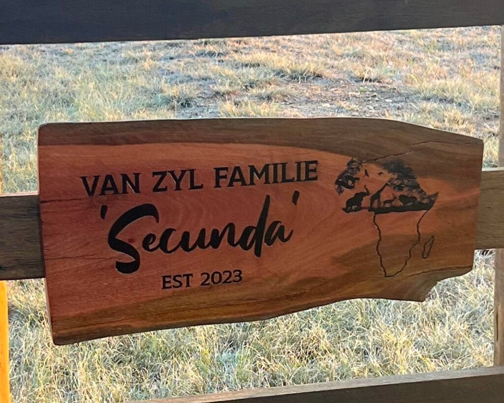 Live edge sign installed at rural property in Australia